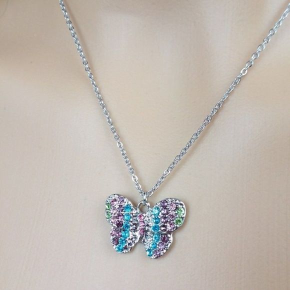 Multicolor color rhinestone butterfly neck… - Picture 1 of 5
